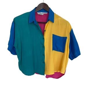 Vintage Madd Street Color Block Button up Shirt - Medium